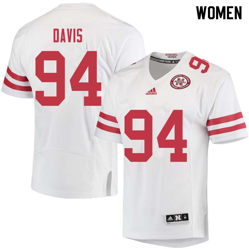Women #94 Khalil Davis Nebraska Cornhuskers College Football Jerseys Sale-White